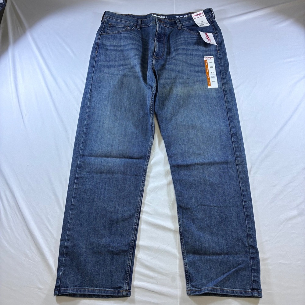 Wrangler Mens Foundation Relaxed Fit Straight Leg Jeans Blue 38x32 10MGW15MA